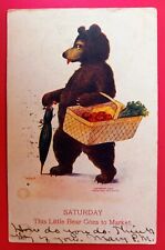 Saturday ~ Ullman Busy Bears Series 1906 Postcard ~ Artist Signed 