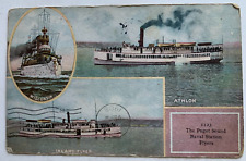 1908 WA Postcard Washington Puget Sound Naval Station Flyers ships steamers boat picture