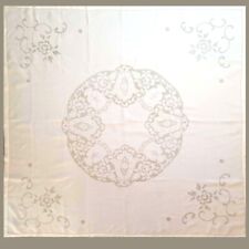 Antique Late 1800's Hand Lace and Embroidered Linen Tablecloth From Germany picture