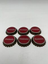 Vintage Lot of 6 Hamm's Beer Bottle Caps Cork lined Red/gold Rare Label Lot A picture