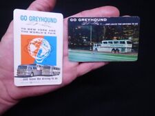 Pair of early 1960s GO GREYHOUND wallet calendar cards-1964 World's Fair picture