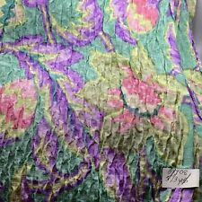 MOD Floral Plisse Seersucker Fabric Rayon? 5 1/3 Yards Vintage  picture