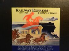 *RAILWAY EXPRESS 1839-1939* VINTAGE TRAIN/LUGGAGE LABEL.  Approx. 2.50
