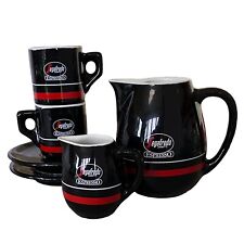 Segafredo Italy NEW Black Red Espresso Serving Set Demitasse Saucer Latte Sugar picture