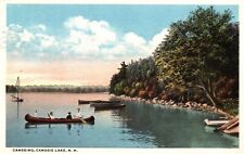 CANOEING CANOBIE LAKE NEW HAMPSHIRE VINTAGE POSTCARD 1917 POSTED picture