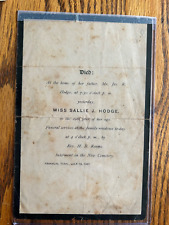Funeral Ephemera: Death Notice of Miss Sallie J. Hodge Dated July 18th, 1897 picture