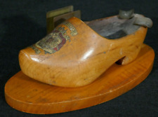 WWII US Army Souvenir Ashtray Belgium 1945 Wooden Clog Match Holder Brussels picture