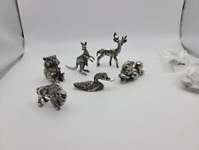 Vintage Miniature Pewter Animals Lot Of 12 Squirrel Bison Buck Owl Duck Taiwan  picture