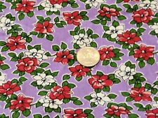 Partial Feedsack: Little Red And White Flowers On Purple 17 X 29 Inches picture