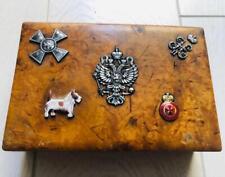 Antique Imperial Russ Tsar's Era Faberge Jewelled  Birch Wood Cigar Case c1890's picture