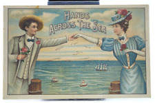 c1908 - Hands Across the Sea - Antique Postcard - Ocean/Ships picture