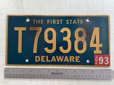 Vintage 1993 Riveted Delaware License Plate Tag T79384 (7 Is loose) picture