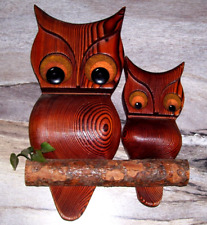 Vintage Wood Owls Wall Decor 1970's Handcrafted by Green Mountain picture