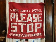 VINTAGE ORIGINAL ANTIQUE GAS OIL SIGN AAA SCHOOL CROSSING FLAG NICE  picture