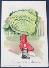 Artist Signed, E. Curtis, Cabbage Head Girl, Be Married, Dear Postcard 1910 picture