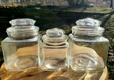 Vintage Glass Country Drug Store Counter Display Candy Jar Apothecary Jars Set 3 picture