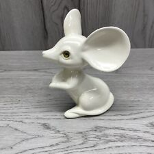 Vintage MCM Big Eared Ceramic Mouse White Mid Century Modern 5