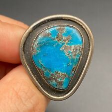 Vintage Native Chimney Butte Turquoise Sterling Silver Ring Size 6.5 picture
