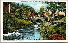 Stone Bridge Head of the Delaware River Stamford NY VTG Postcard Posted 1933 picture