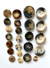 Beige & Brown Swirl Marble Plastic Sew Through Buttons Mixed Lot of 24 picture