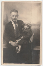 c1920s Handsome Father Daughter Portrait Studio Photo Antique RPPC Postcard picture
