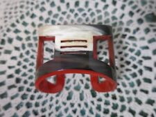 Vintage Hermes Type Cuff Bracelet Buffalo Horn Red Lacquer picture