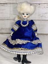 Russian Doll VTG.  Traditional Blue Dress w/Wht Accents. picture