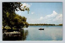 A Quiet Boat Ride, Boat, Lake, Transportation, Antique Vintage Souvenir Postcard picture
