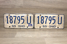 Vintage 1969 OHIO Original Unrestored Condition License Plates Pair  18795 U picture