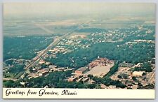 Greetings from Glenview IL - Town and Landing Field  Aerial View c.1970 Postcard picture