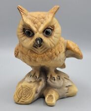 Bisque Owl Figurine Vintage Owl Statue Collectable Ceramic Owl Birds Farm House  picture