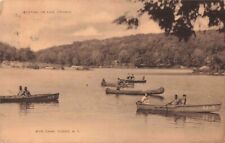 Boating on Lake Stahahe Boys Camp Tuxedo Park New York NY 1937 Postcard picture