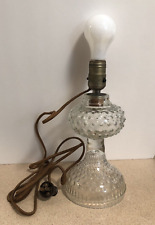 Vintage Hobnail Clear Glass 11” Electric Vanity Table Lamp Converted from oil picture