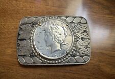 Rare Vintage 1924 Uncirculated Proof Peace Silver Dollar Belt Buckle picture
