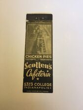 Vintage Matchbook Cover Scotten’s Cafeteria College St Indianapolis Indiana picture