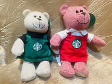 LOT OF 2 2016 STARBUCKS CHRISTMAS BEARISTA BOY & GIRL TEDDY BEAR SET picture