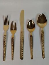38 Pieces Handford Forge Stainless Flatware, Golden Trocadera Pattern Silverware picture