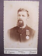Vintage Cabinet Card Photo Man Fraternal Medal Badge Ribbon Pin Norwich, Ont. picture