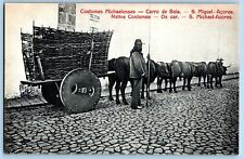 Postcard~ Native Customs~ Ox Cart~  St. Miguel Azores, Portuga~l Marked 1909 picture