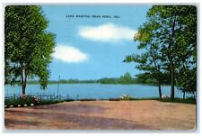 1958 Scenic View Lake Manitou Trees Flowers Peru Indiana Vintage Posted Postcard picture
