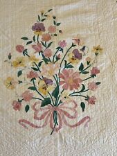Vintage handmade applique pink floral quilt  picture