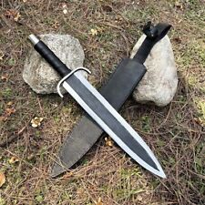 Aesthetic Handmade Medieval Sword with Sheath Carbon Steel Broad Sword Replica picture