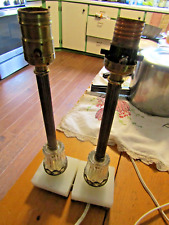 Pair Of Vintage Antique Brass candlestick  Lamp Table Display crystal onyx picture