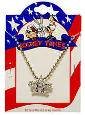 1996 Warner Bros Necklace  Looney Tunes Tasmanian Devil 'USA' LOT of (2) picture