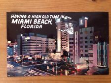 Vtg 50s Miami Beach Florida Plastichrome Unposted Postcard Collins Ave 18th St picture