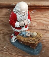 Vintage Santa Praying Over Baby Jesus Chalkware (Gauer Style) picture