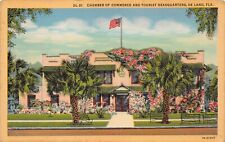 DeLand FL Florida Downtown 1930s Chamber of Commerce US Flag Vtg Postcard Q2 picture