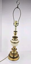 Vintage Hollywood Regency Style Brass w/ Brown and Cream Lacquer Table Lamp picture