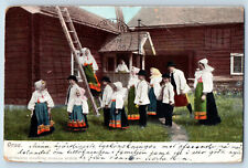 Orsa Sweden Postcard Boys and Girls Climbing Ladder 1905 Antique Posted picture