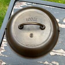 Rare Lodge Arc Logo Cast Iron Dutch Oven Lid High Dome #8 Rope Handle Restored picture